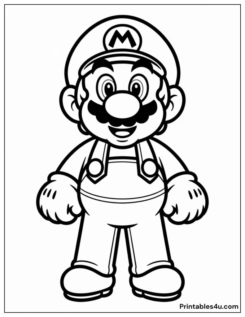 Super Mario Coloring Page For Kids