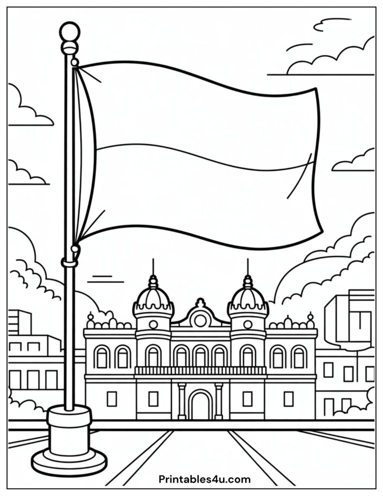 Monaco Flag Coloring Page for kids coloring