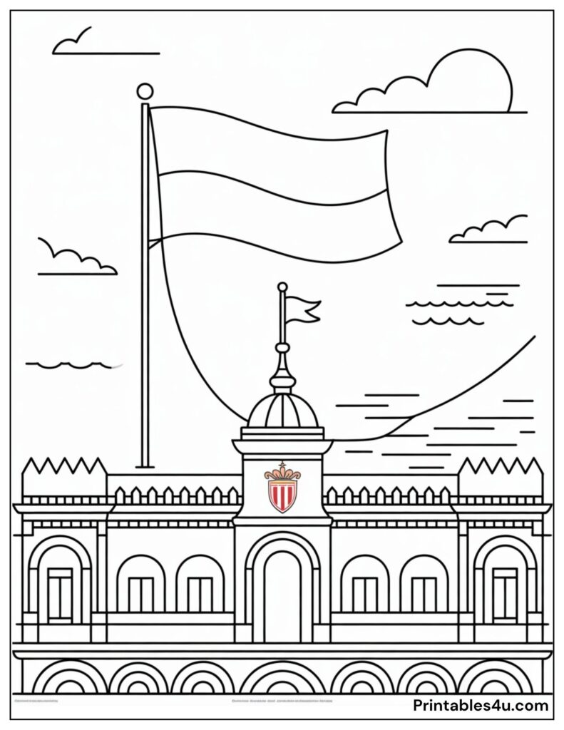 Monaco Flag Coloring Page for kids coloring