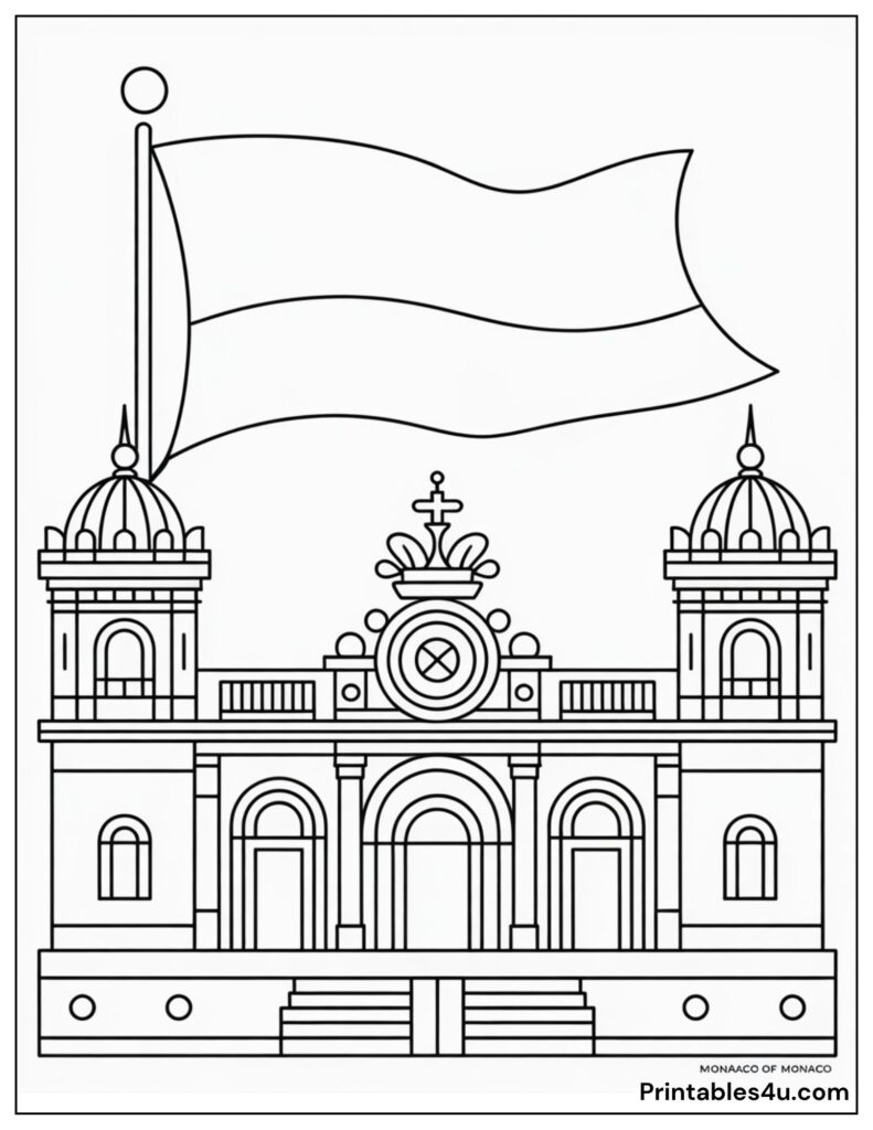 Monaco Flag Coloring Page for kids coloring