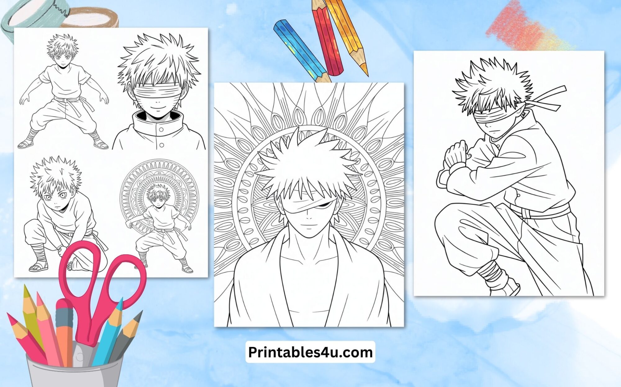 Gojo Coloring Page (Free Printable PDF)