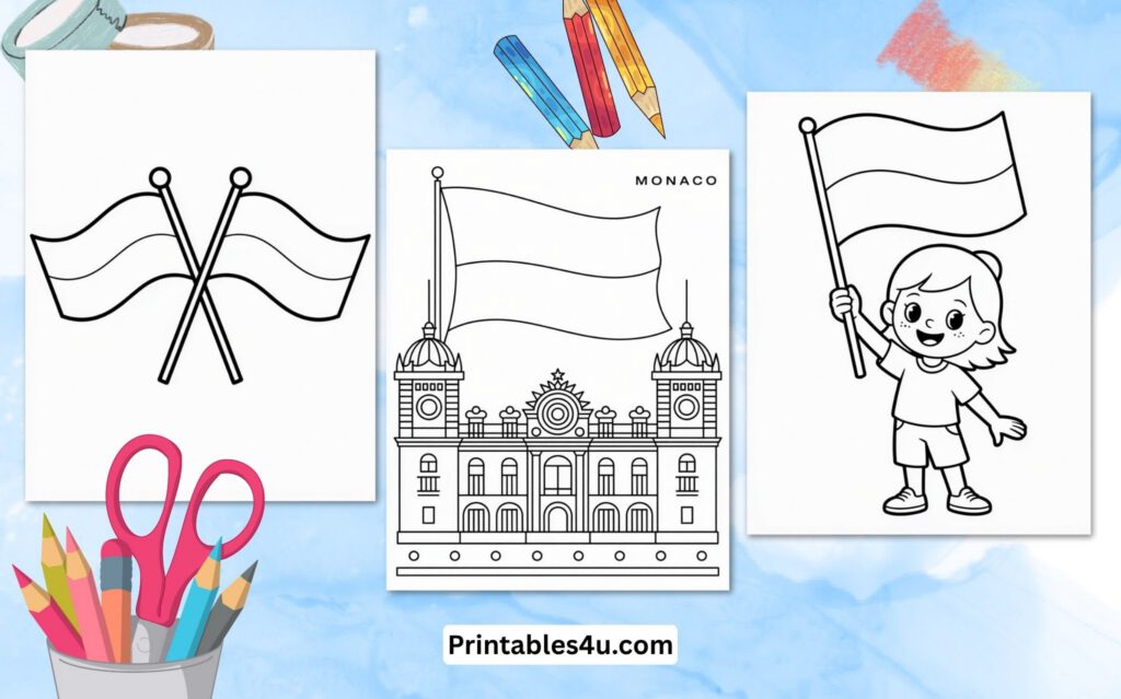 Monaco Flag Coloring Page for Kids (15 Free Printable PDF)