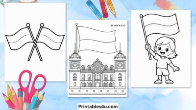 Monaco Flag Coloring Page for kids coloring