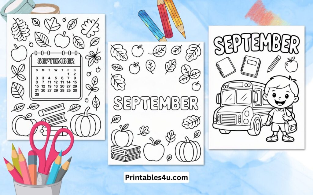 September Coloring Page for Kids (Free Printables PDF)