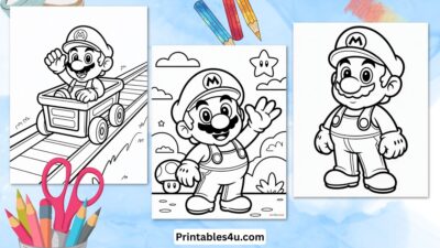 Super Mario Background Coloring Page For Kids