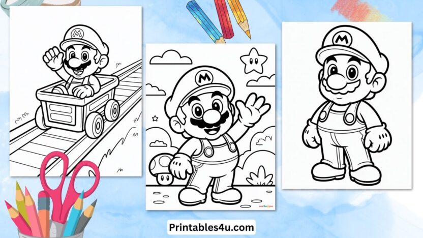 Super Mario Background Coloring Page For Kids
