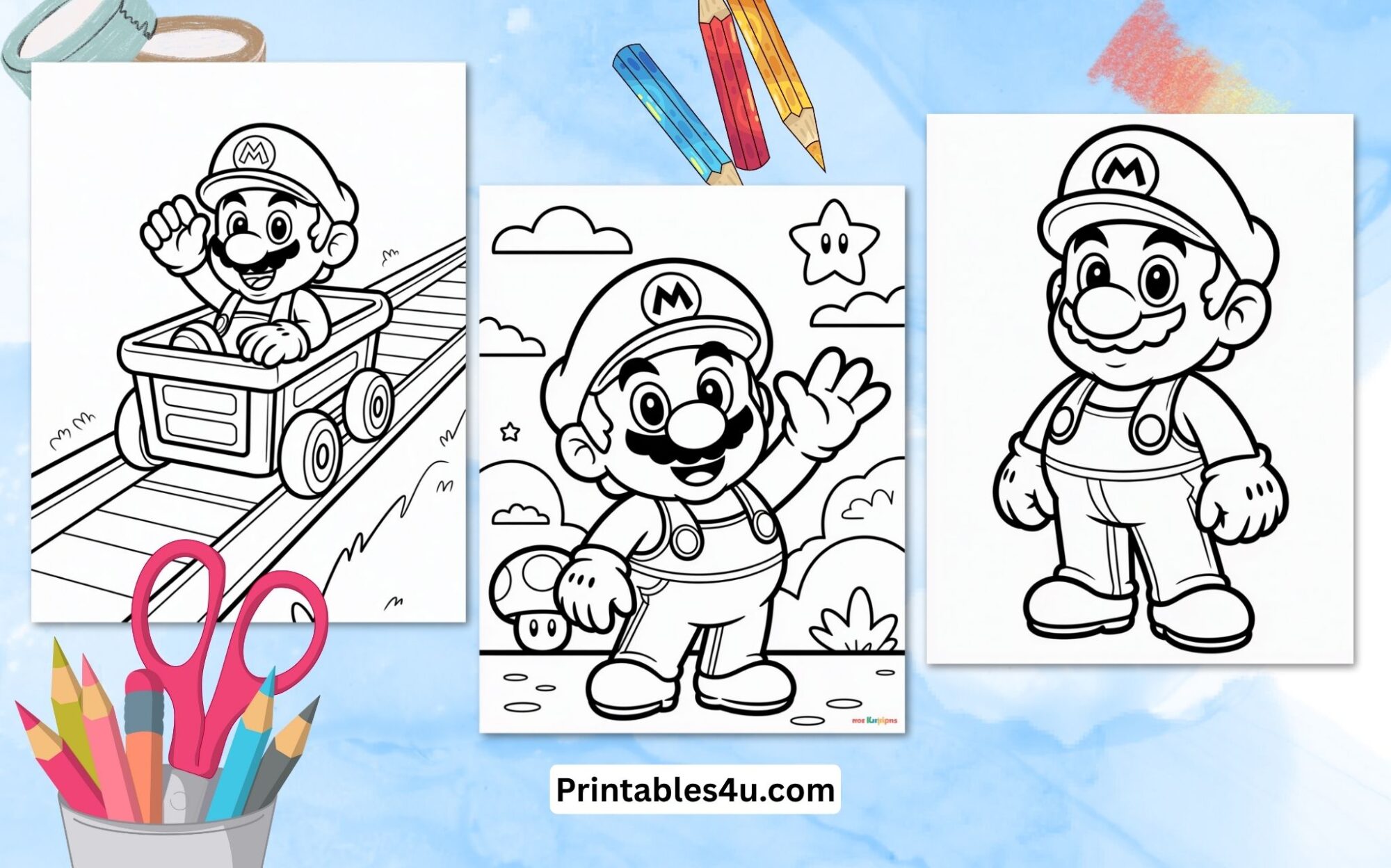Super Mario Coloring Page (20 Free Printable PDF)