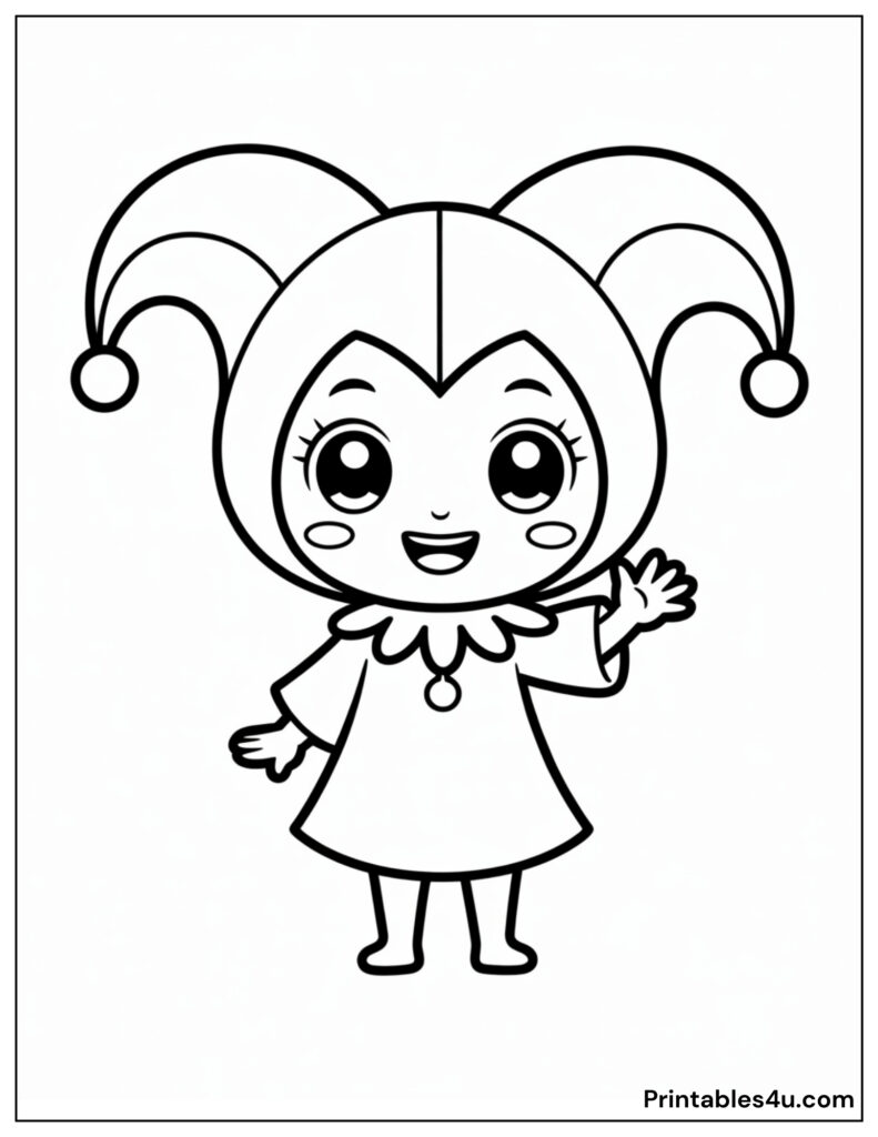 Cute Kuromi coloring page for kids with playful design.